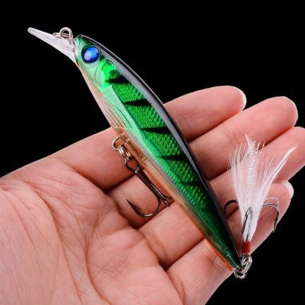 1 pcs minnow laser fishing lure 11 cm 13 g japanese with a feather tail. several colors to choose from