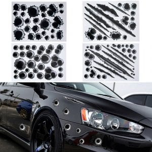1pcs funny car stickers 3d realistic bullet hole car and motorcycle