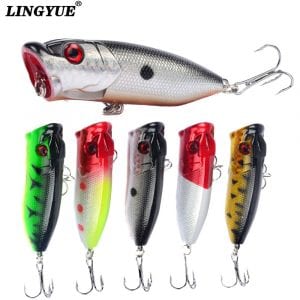 Fishing Lure 6.5cm/12g Topwater Popper Bait, 5 Color With 6# Hooks