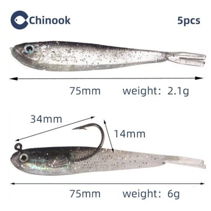 Chinook 5pcs soft bait with hook