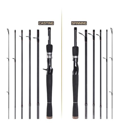 Jof fishing rod lengthened handle, 6 sections, carbon fiber, travel rod, 2.1m-2.7m