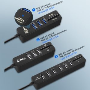 Multi USB 3.0 Hub, USB Splitter, High Speed 3, 6 Ports 2.0