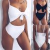 Sexy one piece swimsuits for women, white black strap tankini , high waist bathing lady swimming suit