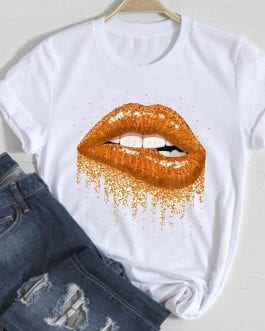 T-shirts Women Make Up Crown, Fashion 90s Trend  Spring Summer Clothes Graphic Tshirt Top Lady