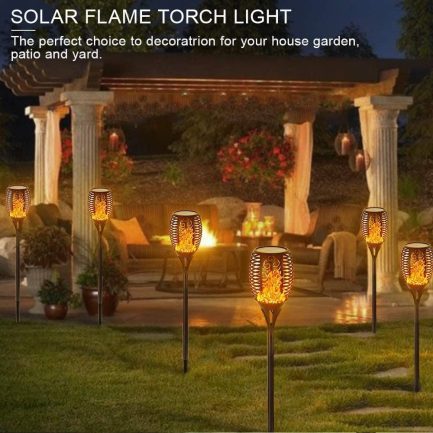 12led 33led solar flame torch, light flickering, waterproof, garden decor
