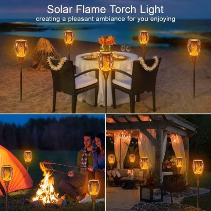 12led 33led solar flame torch, light flickering, waterproof, garden decor