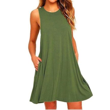Women’s summer casual swing t-shirt dresses, beach cover up with pockets plus size loose  dress