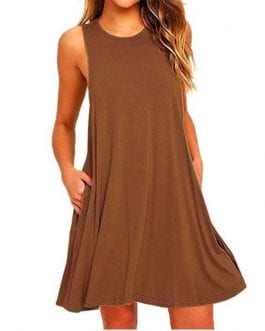 Women’s Summer Casual Swing T-Shirt Dresses, Beach Cover Up With Pockets Plus Size Loose  Dress