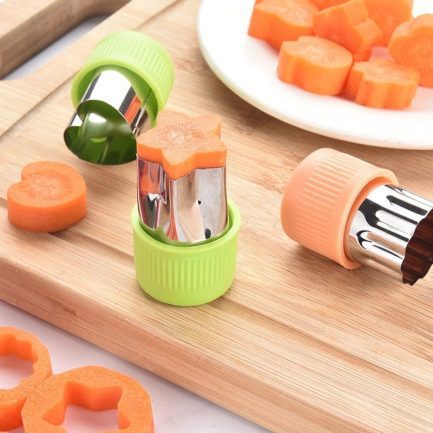 Star heart shape, vegetables cutter, plastic handle 3pcs portable cook, stainless steel