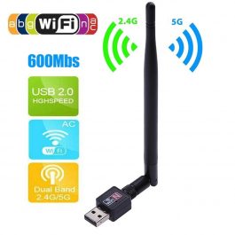 600Mbps High Speed Internet, Wireless USB WiFi Router Adapter Network, LAN Card Dongle with Antenna Easy to Use