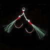 4pairs/lot, jig assist double hook, 10#-18# metal high carbon, with feather