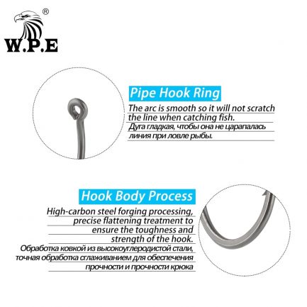 W.p.e 3pack/5pack, coating fishing hook 4/6/8#, wide gape curve shank