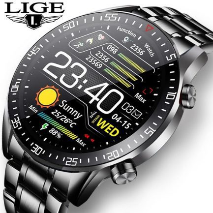 Steel band digital watch, men smart sport watches, electronic led, full touch screen, waterproof