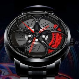 Stainless steel Watch, Hub Custom Design, Sports Car Rim, Waterproof , Creative Male Wheel Watch
