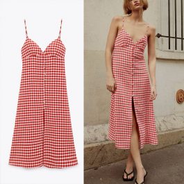 ZA 2021, Strappy Gingham Summer, Sexy Sleeveless Backless