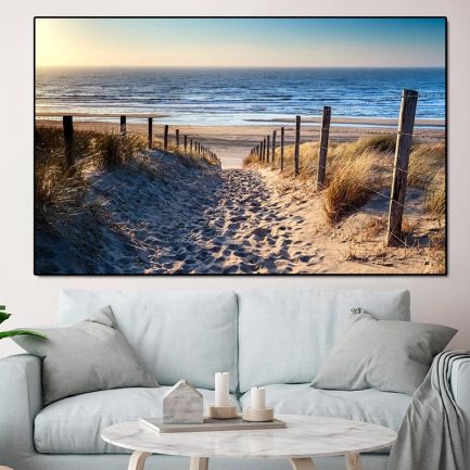 Modern landscape canvas printing, ocean beach sea road