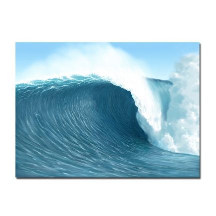 Sea waves canvas painting, modern ocean beach seascape