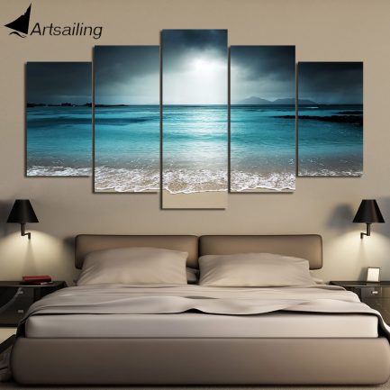 Hd print modular painting, beach ocean sea painting canvas