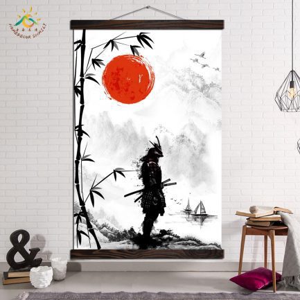 Wall art decoration painting on canvas, japan samurai art