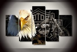 5Pcs Eagle Motorcycle, Wall Art Canvas, Modern HD