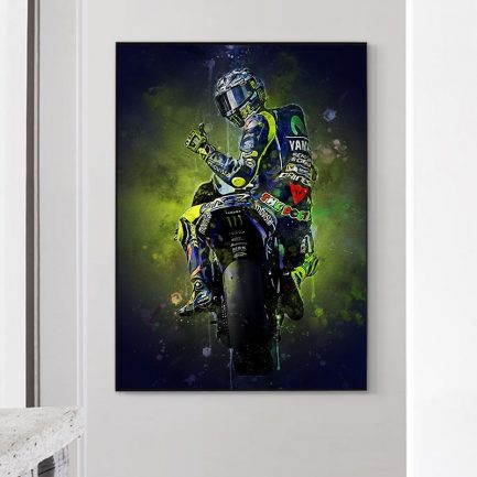 Valentino rossies poster, motorcycle canvas painting