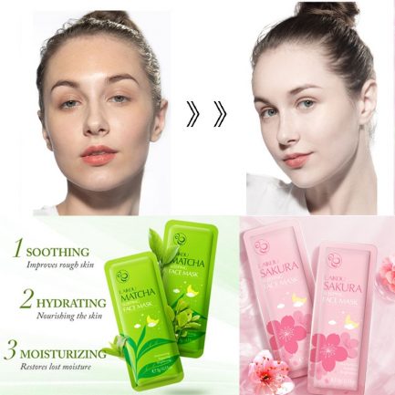 5pcs laikou sakura, seaweed moisturizing sleeping mask, cream portable anti wrinkle