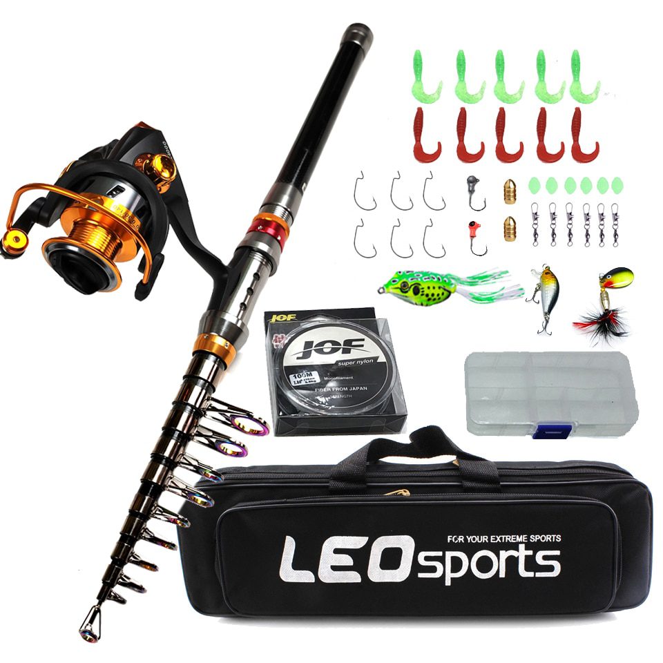 NEW 1.8M-3.0M Carbon Spinning rod Telescopic Fishing Rod and Reel
