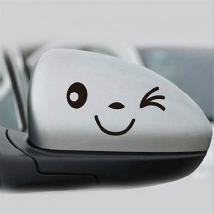 Reflective cute smile, car sticker, choice of black or white colors