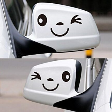 Reflective cute smile, car sticker, choice of black or white colors