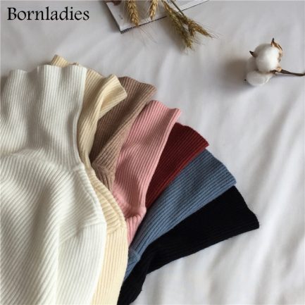 Bornladies 2021 basic turtleneck women sweaters, autumn or winter, tops slim  soft and warm pull