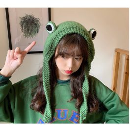 Cute Women Frog Hat, Knitted Costume Beanie, Cap Party