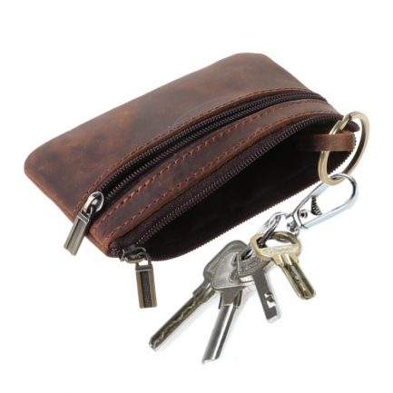 Retro cowhide slim coin purse, zipper around