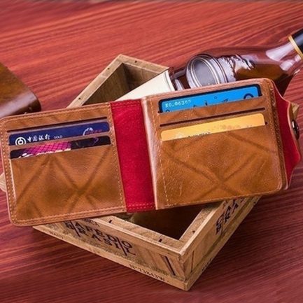 Leather men’s wallet, one hundred dollar pattern