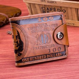 Leather men’s wallet, one hundred dollar pattern