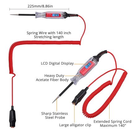 Universal 3-48v digital power probe, multi function fuse line test pen