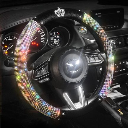 Crystal plush crown, car steering wheel covers, universal, fit for women.