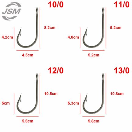 5pcs stainless steel big game fishing hooks. tuna size 6/0-13/0
