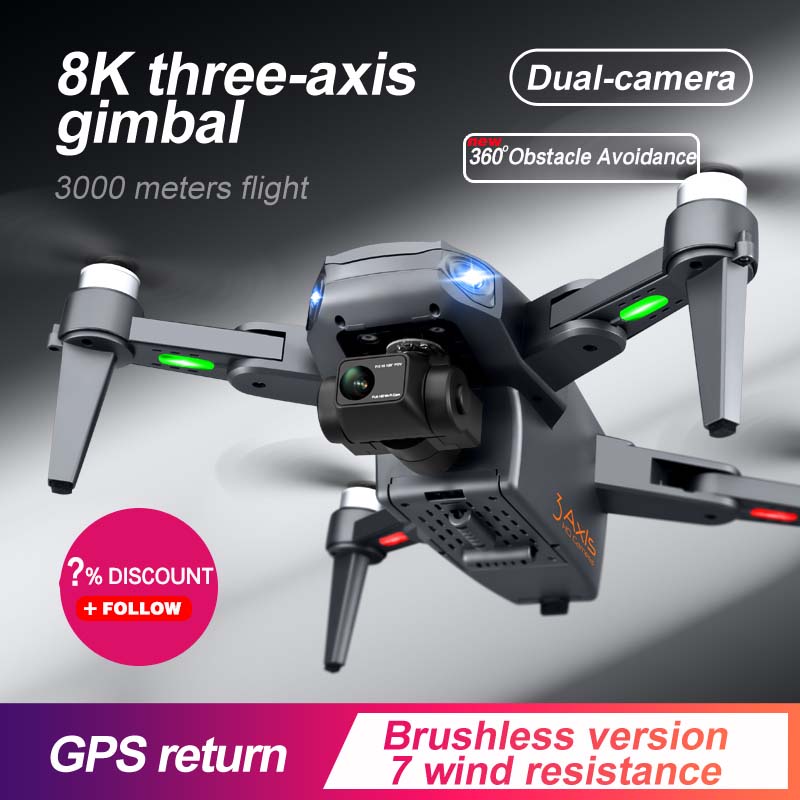 Rg106 profesional drone 8k, gps range 3km, quadcopter with dual camera, gimbal 3 axis